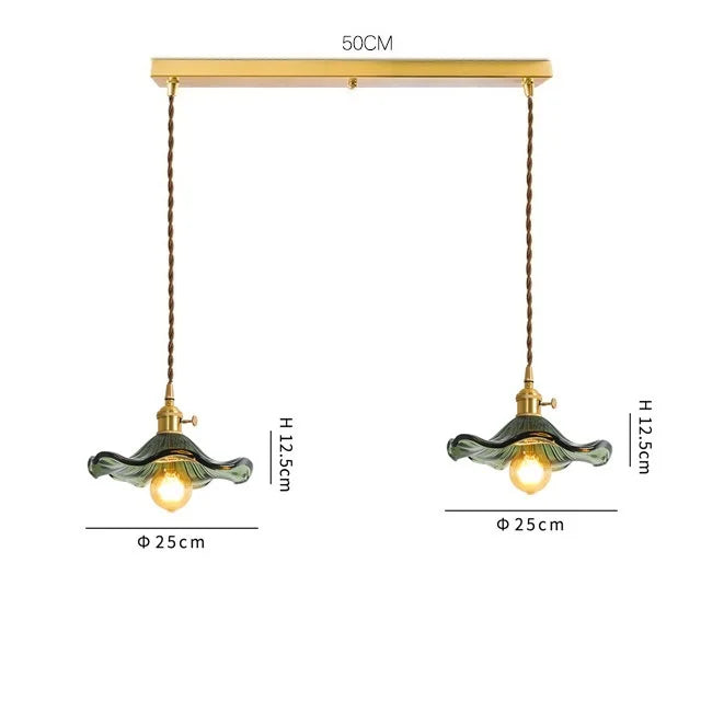 مصباح معلق DecorBites™ الزجاجي الأخضر: مصباح LED متدلي عصري لغرفة المعيشة والطعام
