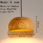 Handwoven Rattan Bamboo Pendant Light in Black