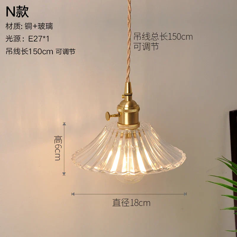 DecorBites™ Glass Copper Pendant Light: Modern Nordic Style Hanging Lamp for Kitchen, Dining, and Living Room