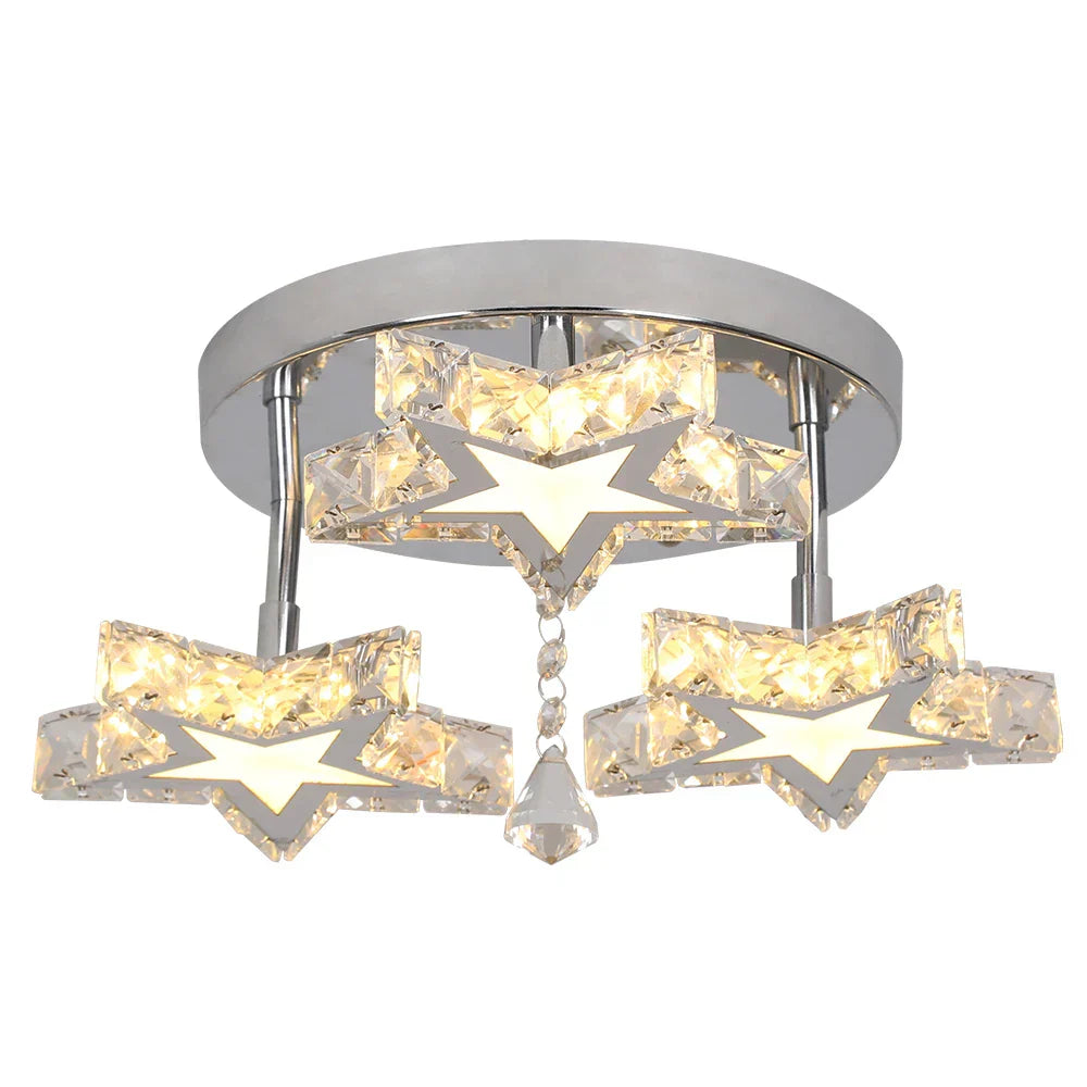 DecorBites™ Crystal Stars LED Pendant Chandelier for Modern Living Dining Room Decor