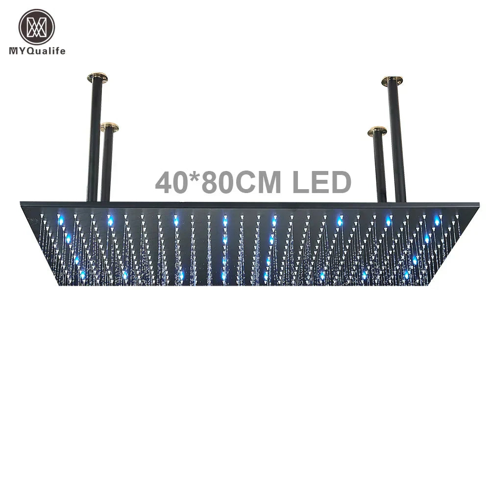 DecorBites™ 16"x32" LED Rainfall Shower Head - Color Changing Luxury Square Design