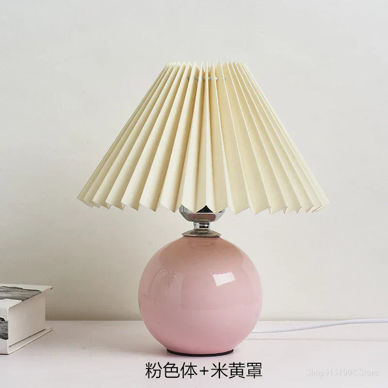Lampes de table japonaises DecorBites™ en céramique Abat-jour plissé pour salon Éclairage chaleureux pour chambre