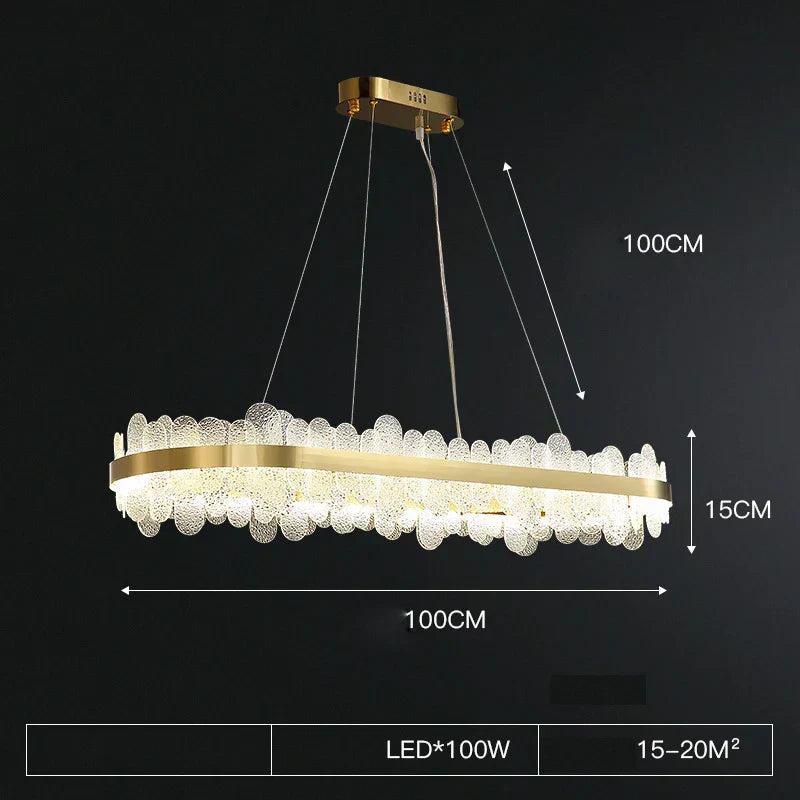 ثريا LED ذهبية بتصميم عصري من الفولاذ المقاوم للصدأ من DecorBites™ لغرفة الطعام
