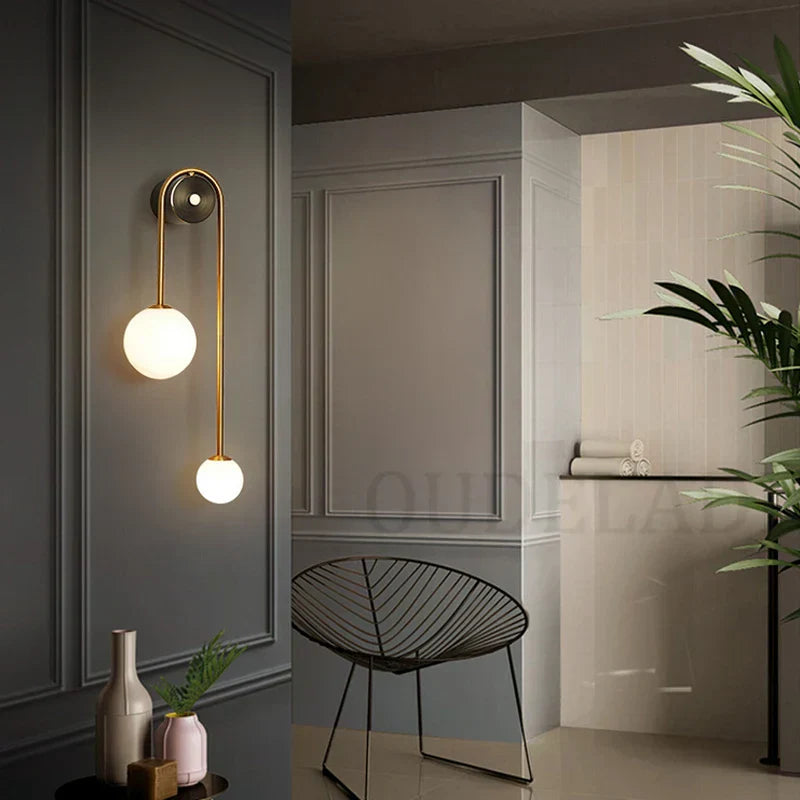 DecorBites™ Glass Ball LED Wall Light Modern Brass Decor for Bedroom Living Room
