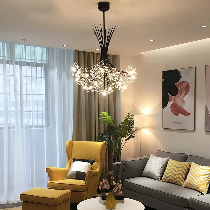 DecorBites™ Crystal Bouquet Pendant Light Chandelier in Black and Gold