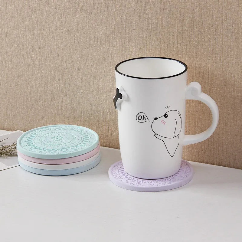 DecorBites™ Diatomite Round Coasters: Absorbent, Colourful, Fashionable Drink Mats
