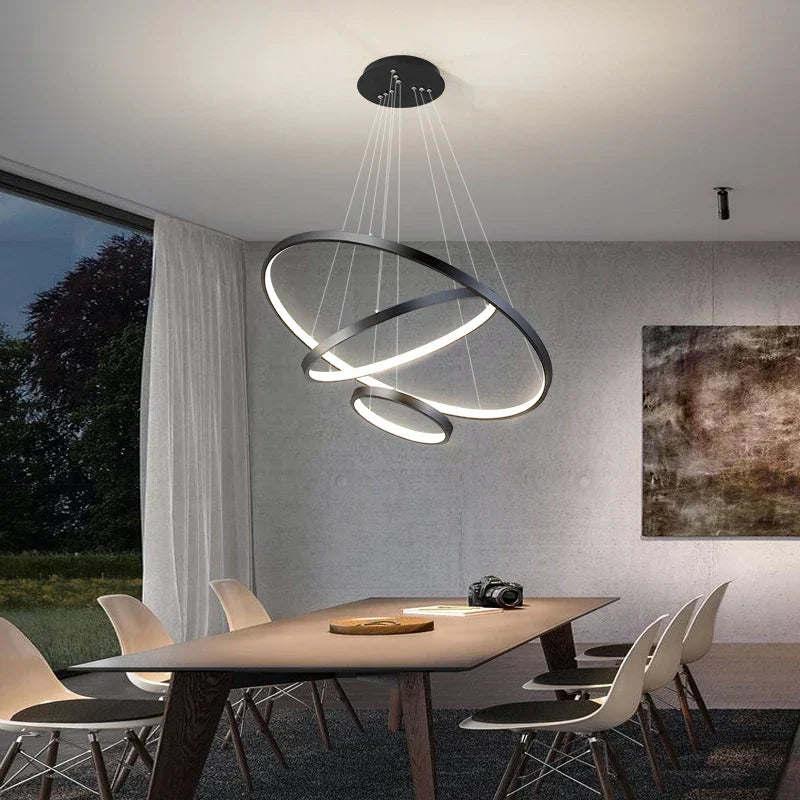 DecorBites™ ثريا سقف دائرية معلقة بإضاءة LED للمنزل العصري إضاءة داخلية