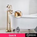 صنبور دش حوض استحمام قائم بذاته بمقبض مزدوج بتصميم مخلب من DecorBites™، خلاط ذهبي مصقول