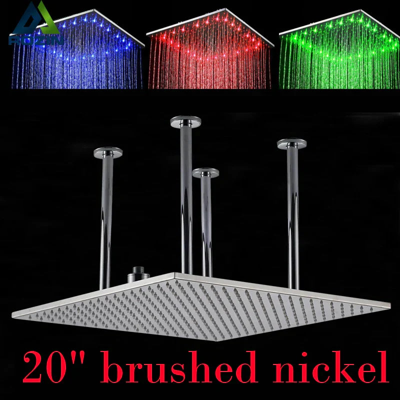 DecorBites™ 20" LED Rainfall Shower Head in Chrome & Brushed Nickel