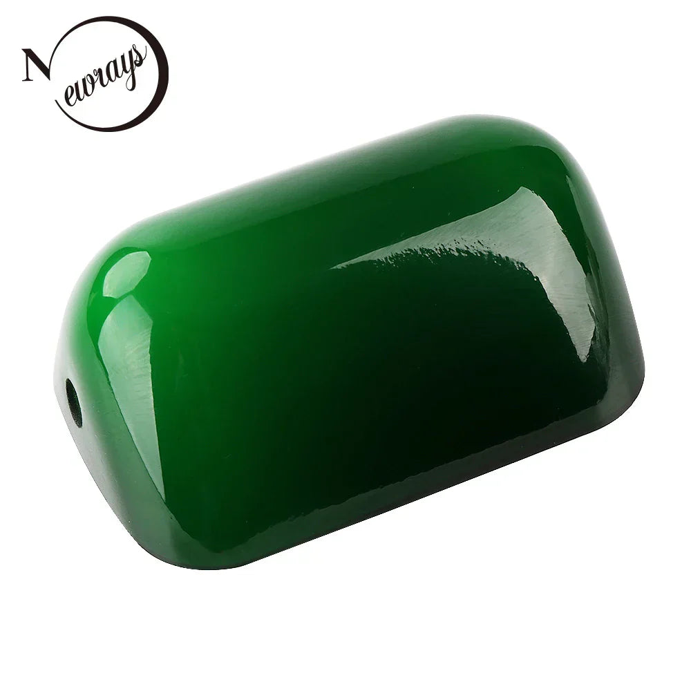 DecorBites™ Glass Bankers Lamp Cover | Green/White Cased Replacement Shade L15cm x W9.5cm