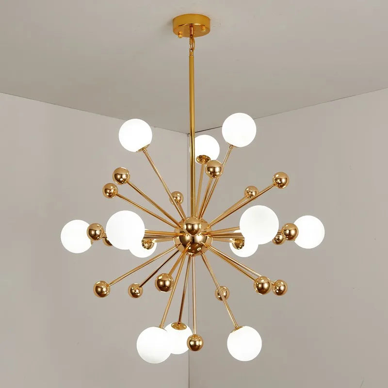 DecorBites™ Acrylic Molecule Chandelier Golden Kitchen Restaurant Lighting Sputnik Globe Lamp