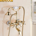 DecorBites™ خلاط حوض استحمام بلمسة نهائية ذهبية مع مقبض سيراميك ودش يدوي AI-5329