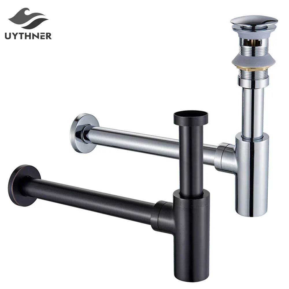 DecorBites™ Bathroom Basin Sink Tap Bottle Trap Drain Kit Waste Pop Drain Chrome/Black/Bronze