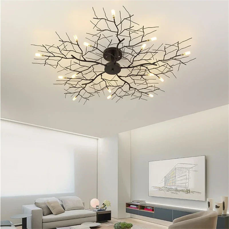 مصباح سقف من الحديد LED بتصميم أغصان DecorBites™ لديكور غرفة النوم والمعيشة