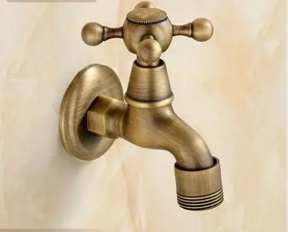 DecorBites™ Dragon Carved Antique Brass Garden Bibcocks Single Cold Tap for Outdoor ★