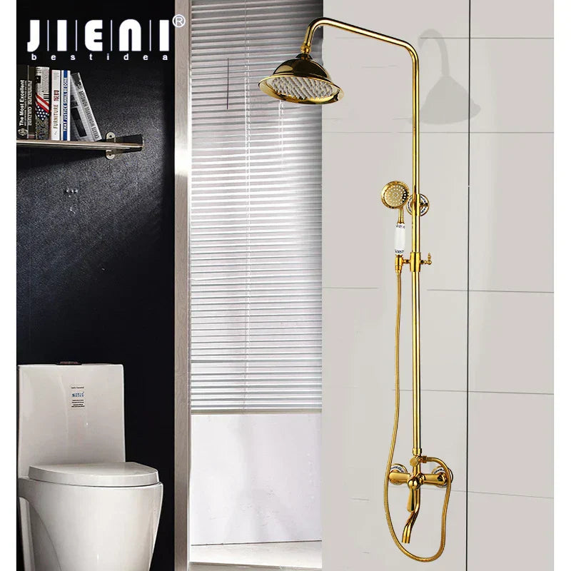 DecorBites™ Gold Plated Brass Shower Faucet Set with Hand Spray