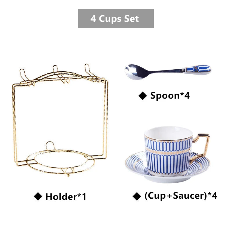 DecorBites™ Gold Porcelain Coffee & Tea Set - Luxury Bone China Porcelain Coffeeware