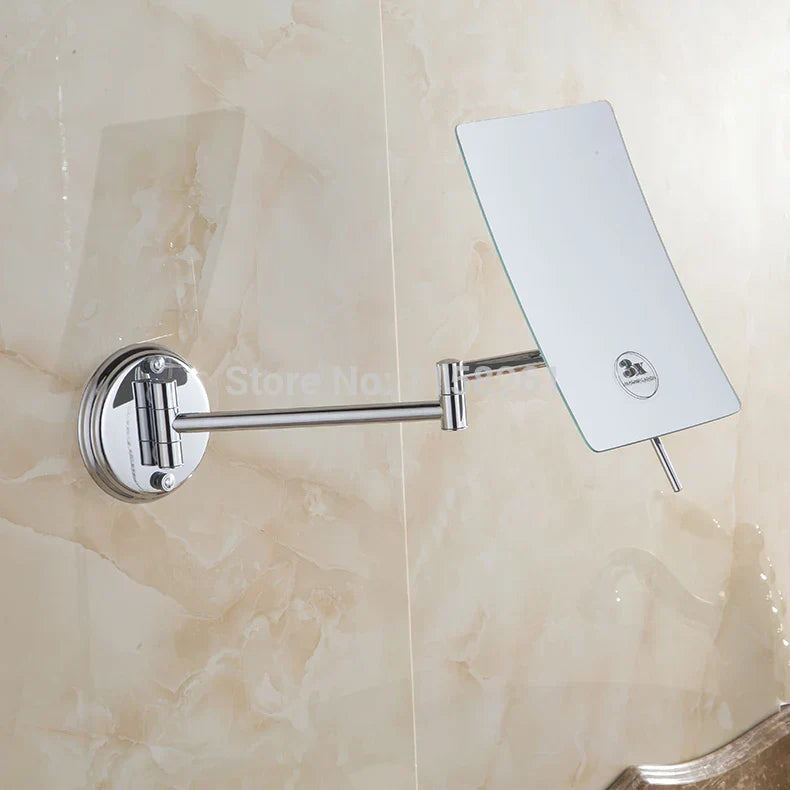 مرآة مكياج للحمام تُثبَّت على الحائط من DecorBites™ بتكبير 3x وذراع قابلة للطي - ليدي سكوير