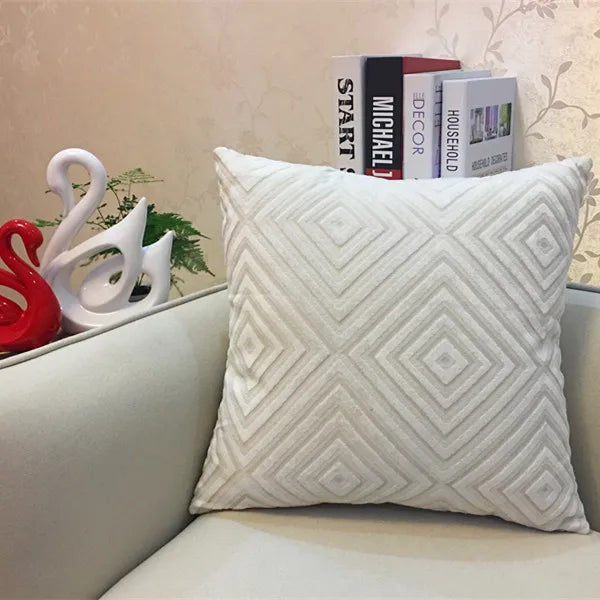 DecorBites™ Geometric Chenille Flocking Cushion Cover in Grey Yellow Purple Red, 45x45cm/30x50cm