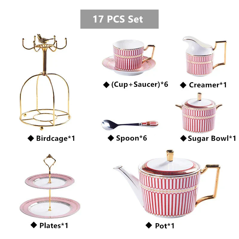 DecorBites™ Gold Porcelain Coffee & Tea Set - Luxury Bone China Porcelain Coffeeware
