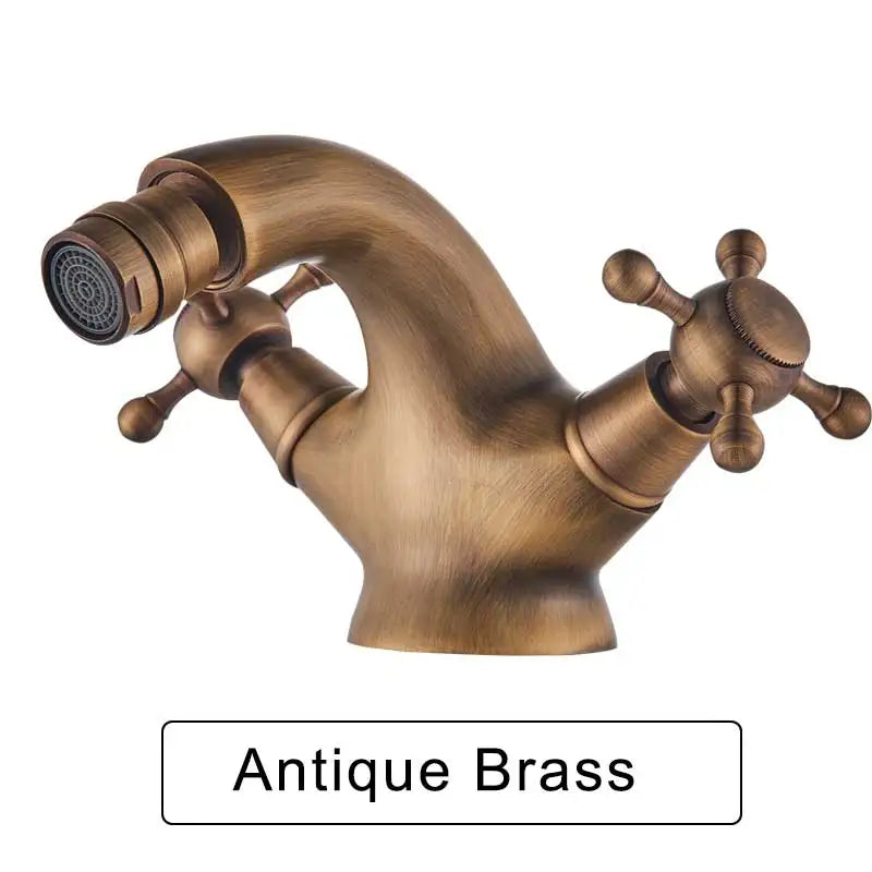 DecorBites™ Dual Handle Bidet Faucet for Vessel Sink, Deck Mounted Water Mixer Tap