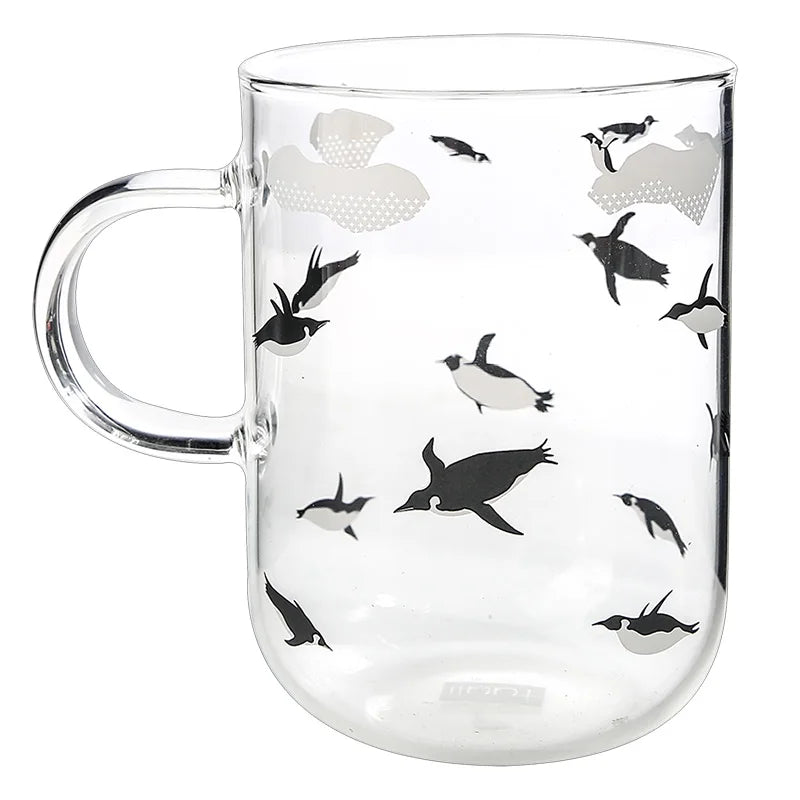 DecorBites™ Killer Whale Glass Coffee Mug 350ml: Cute Polar Bear Tea Cup Heat Resistant Glass Beer Mug