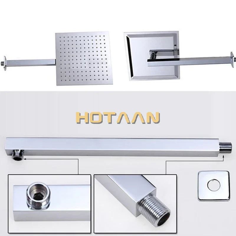 DecorBites™ 12 Inch Stainless Steel Rain Shower Head with Arm - Water Saving Top Shower