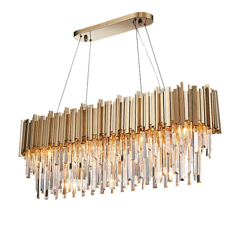 DecorBites™ ثريا سقف كريستالية ذهبية LED لديكور منزلي أنيق