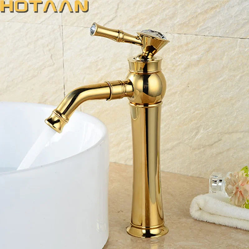 DecorBites™ صنبور حمام ذهبي | خلاط حوض بتصميم ذو قوس مرتفع