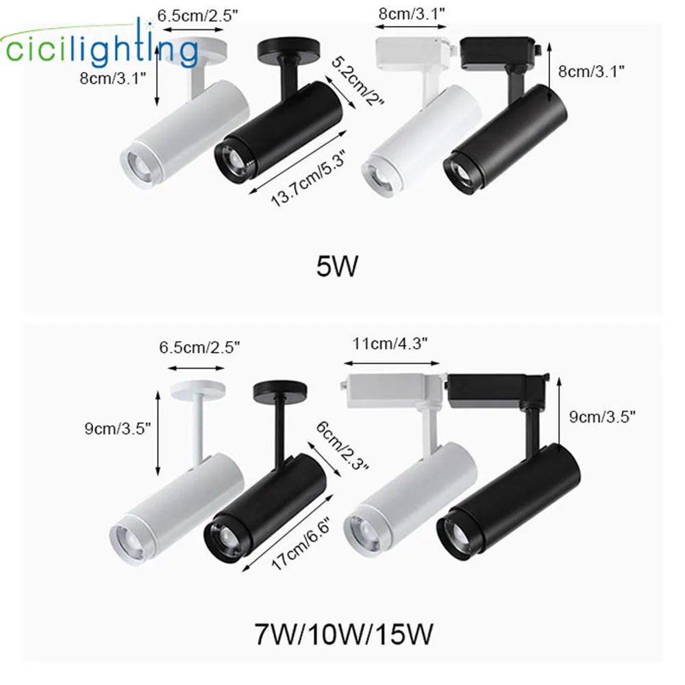DecorBites™ Adjustable Focus Industrial Black Track Spotlights