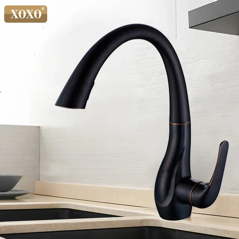 DecorBites™ Golden Kitchen Faucet Pull Out Single Handle Water Mixer Tap