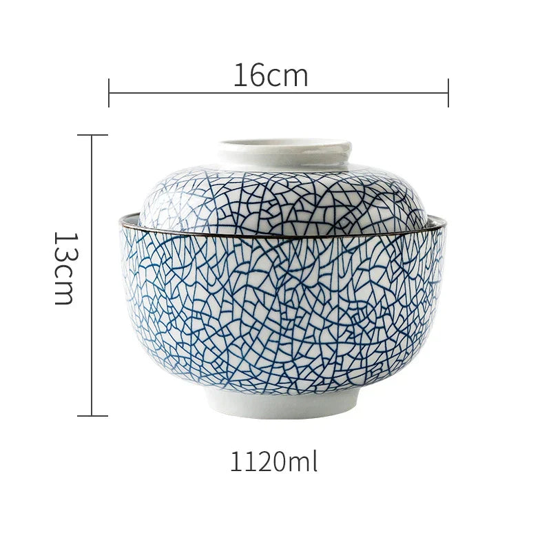 وعاء شوربة سيراميك على الطراز الياباني من DecorBites™ - طاجن صديق للبيئة ومطلي تحت السطح الزجاجي