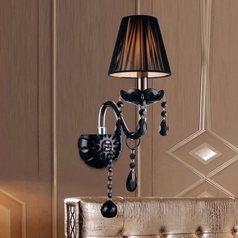 DecorBites™ Crystal Wall Lamp with Candle LED E14 Bulbs in Black
