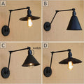 DecorBites™ Industrial Swing Arm Wall Lamp Black Switch On Off Sconces Iron
