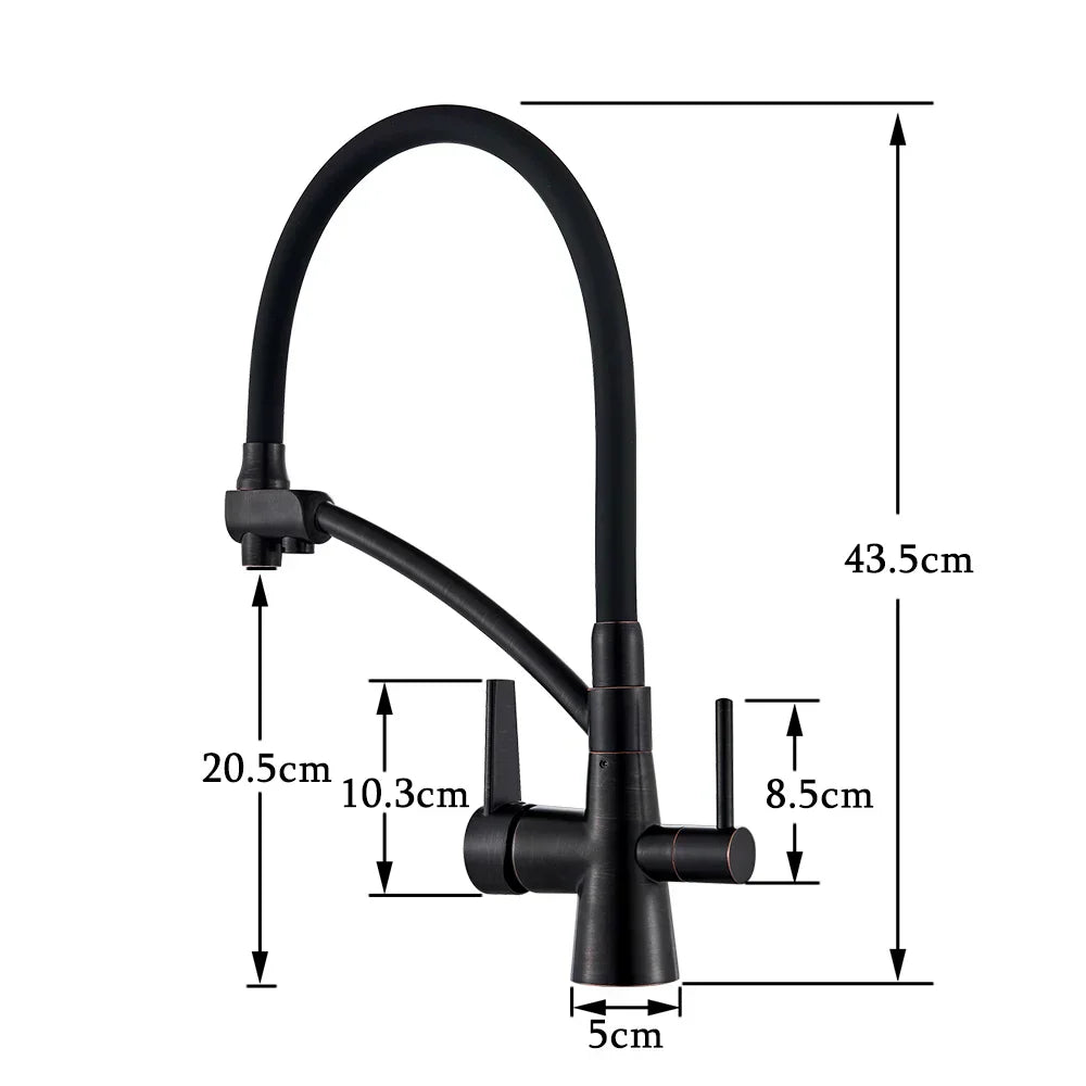 DecorBites™ Dual Spout Dual Handles Kitchen Faucet with Hot and Cold Mixer for Pure Water
