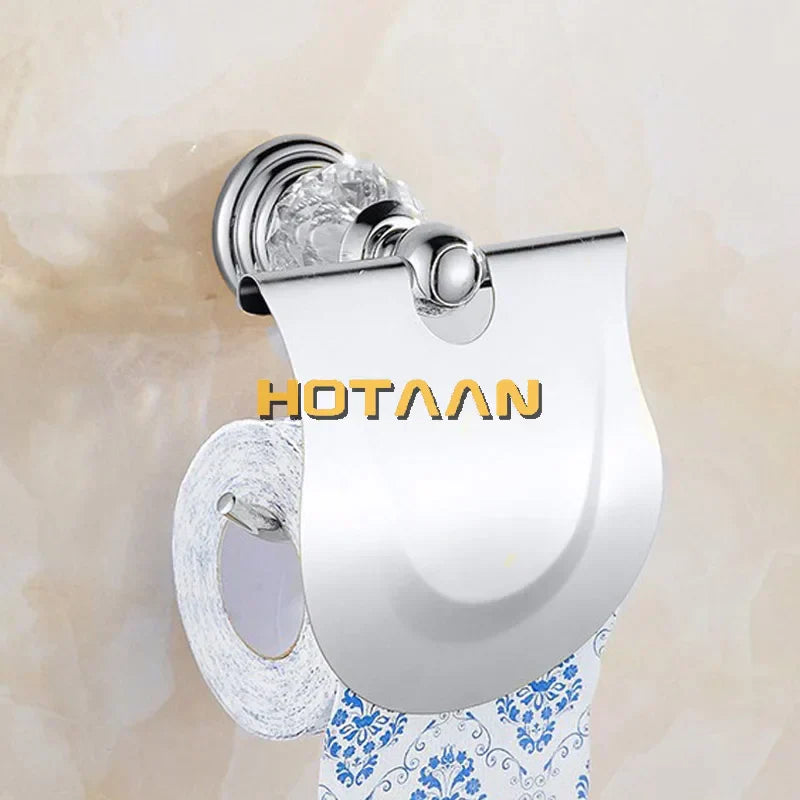 DecorBites™ Crystal Chrome Toilet Paper Holder - Wall Mount Paper Towel Rack
