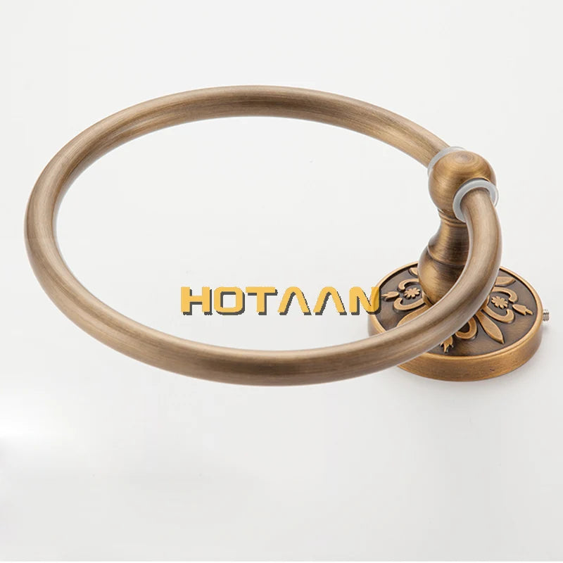 DecorBites™ Antique Brass Wall-Mounted Round Towel Holder - Classic Bathroom Accessories