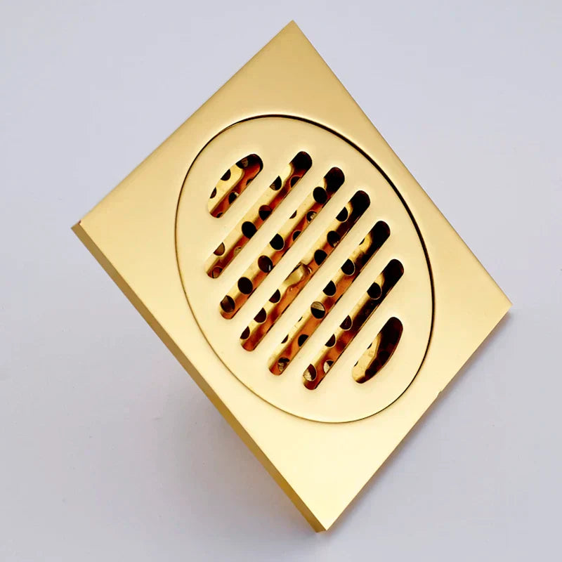 DecorBites™ Gold Square Bathroom Shower Drain Strainer 10*10cm