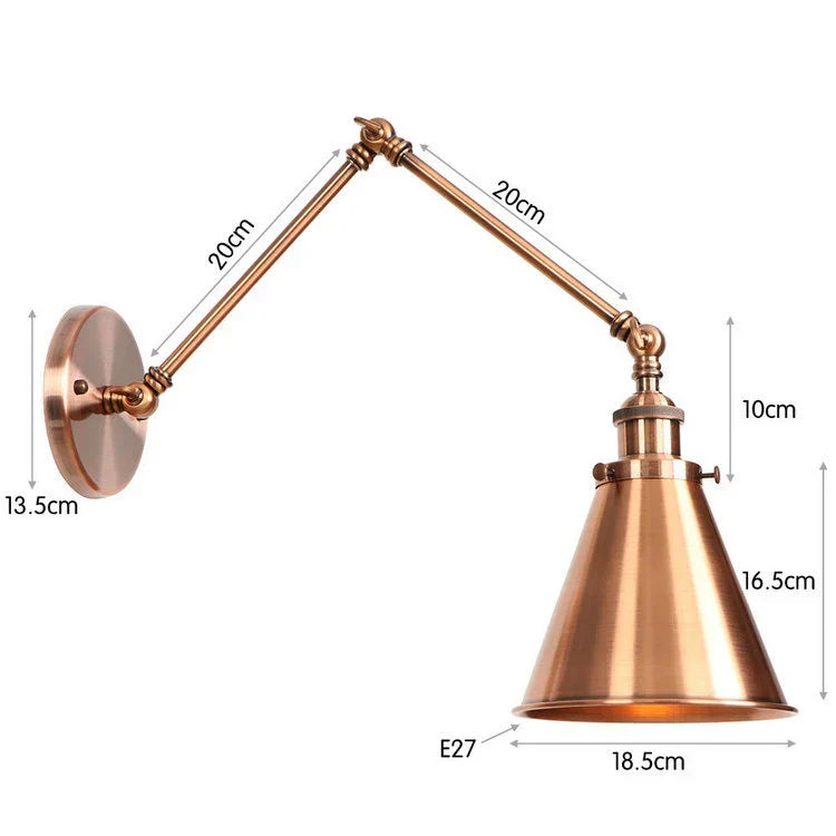 DecorBites™ Iron Loft Retro Wall Lamp Sconce Indoor LED Industrial Black Brass