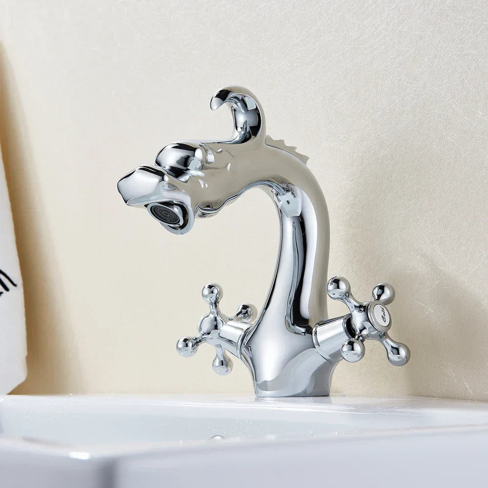 DecorBites™ Dragon Handle Basin Faucet - Antique Bronze Vessel Sink Mixer Tap