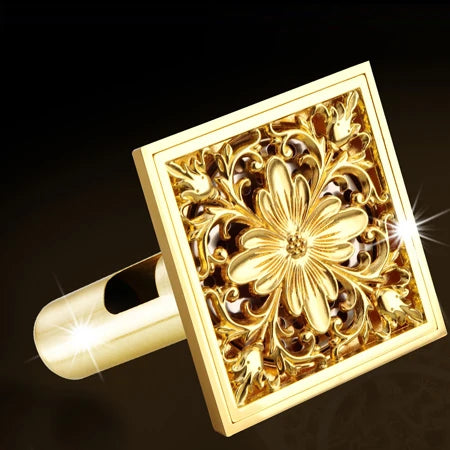 DecorBites™ مصفاة تصريف أرضية مربعة ذهبية 4 سم، غطاء صرف دش فاخر للحمام 10 سم * 10 سم