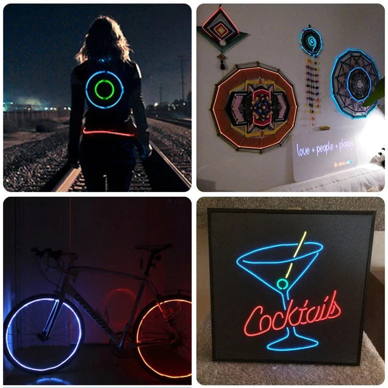 DecorBites™ 3V Neon Light EL Wire Rope 1m/3m/5M Glow Strip LED Shoes Clothing Car