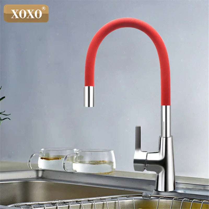 DecorBites™ 360° Silica Gel Nose Kitchen Faucet Cold Hot Water Mixer 1301R