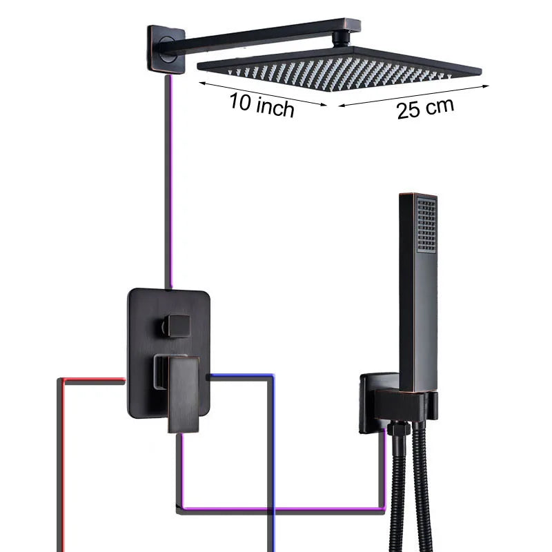 DecorBites™ Black Bronze Shower Faucet Set with Rainfall Mixer Tap & 2-ways Valve