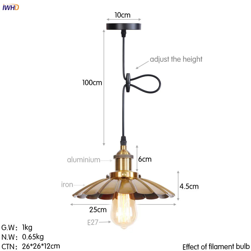 DecorBites™ Gold Retro Edison LED Pendant Lights for Dinning Living Room Industrial Decor