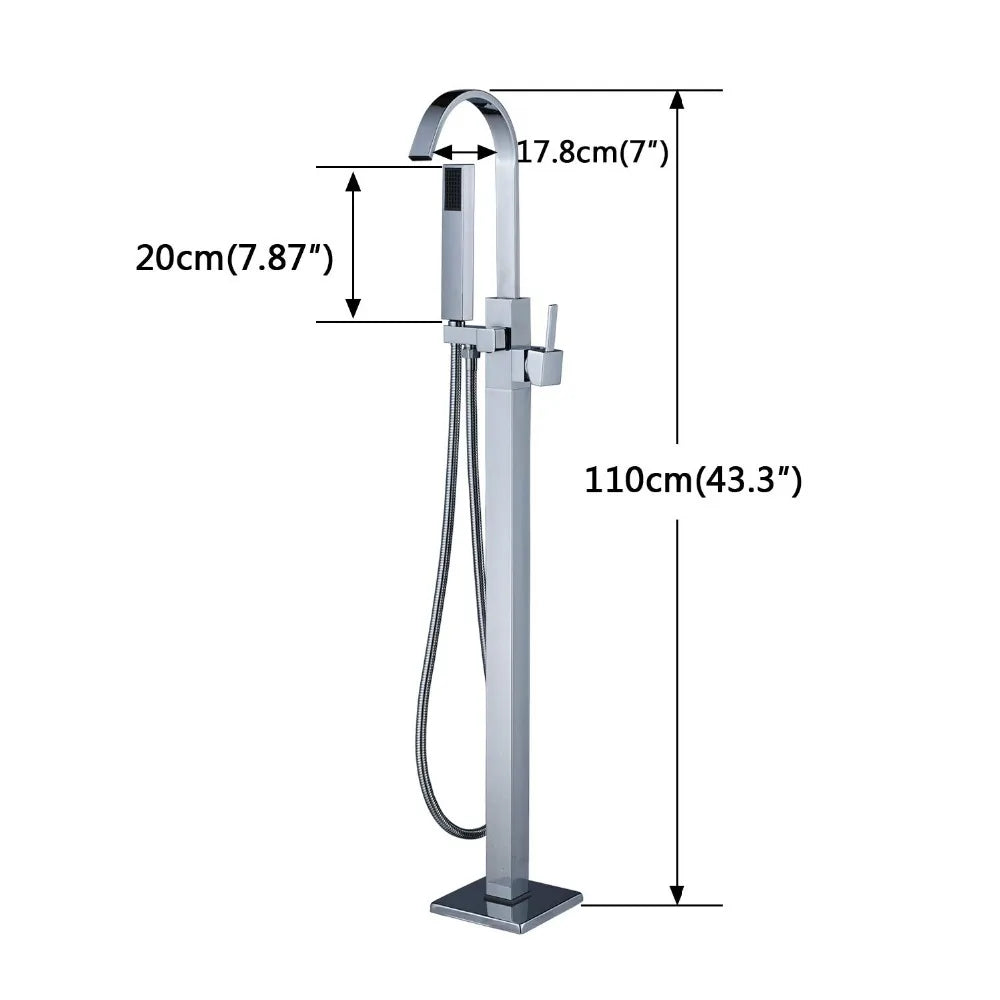 DecorBites™ Freestanding Tub Faucet with Handshower: Brushed Nickel Floor Mounted Mixer Tap