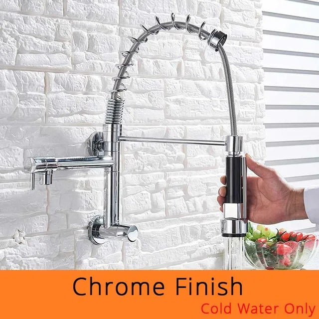 DecorBites™ Dual Spouts Kitchen Faucet with Handheld Shower - Wall Mounted Dual Spouts