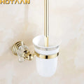 DecorBites™ Gold Ceramic Wall Mount Toilet Brush Holder Standard Size