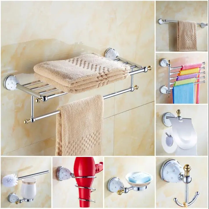 DecorBites™ Bathroom Hardware Set: Toilet Paper, Roll Holder, Brush Holder, Coat Hook