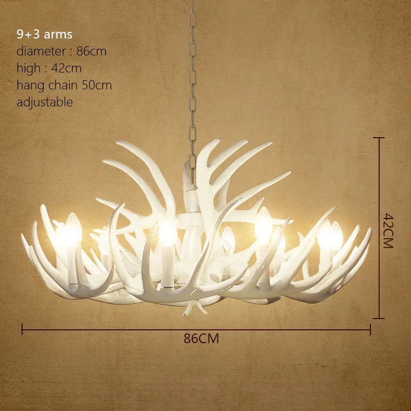 DecorBites™ Deer Antler Chandelier: American Retro Resin Horn Lamps for Rustic Home Decor